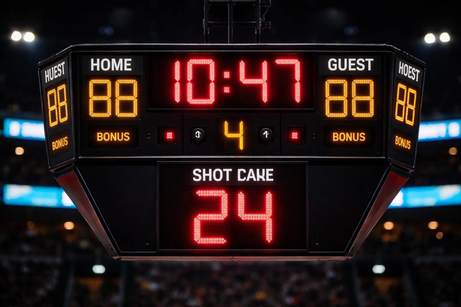 Cronometro NBA che mostra il tempo di gioco per quarto